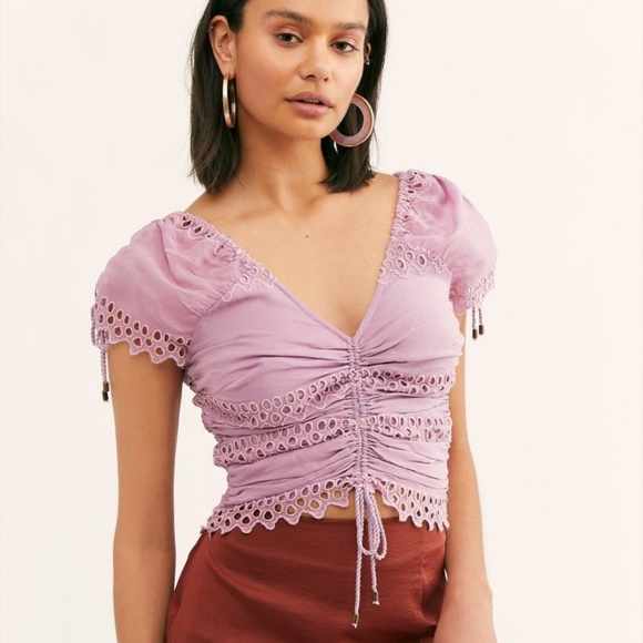 Free People Tops - Free people Cecilia corset crop top blouse lilac berry
